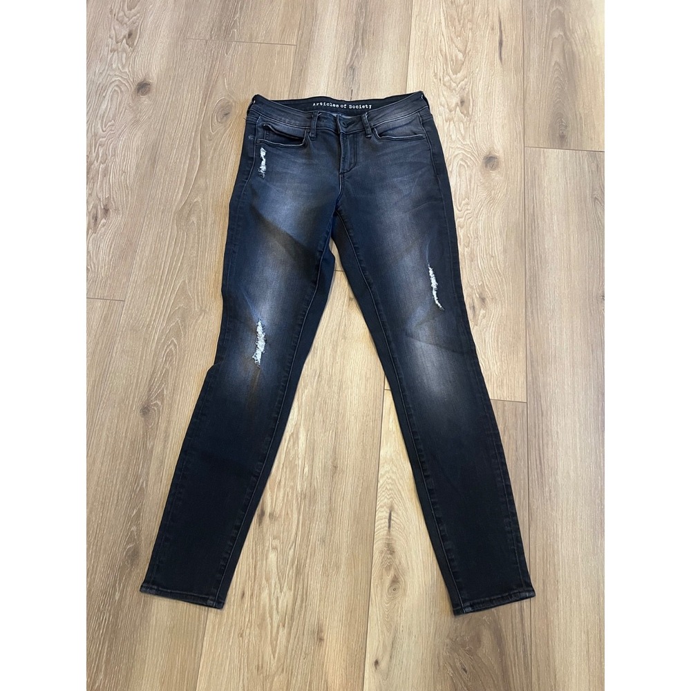 Articles of Society Womens Jeans Size 28 Black Distressed Skinny Stretch Denim